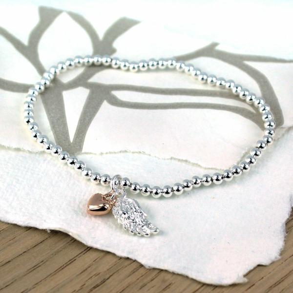 bracelet w rose heart and wing