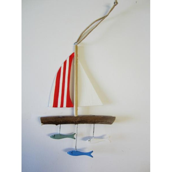 Hanging red sailboat / fish