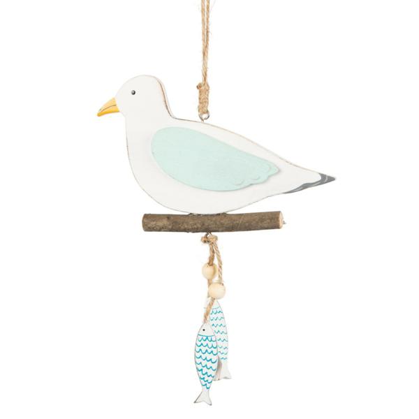 Seagull with little fish nautical hanging decoration