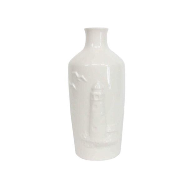 Ceramic vase with embossed lighthouse