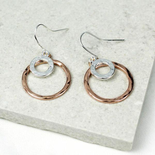 Silver And Rose Gold Double Hoop Earrings