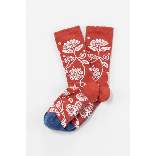 SEASALT CORNWALL NWomens Floral Feet Socks Lino Flower Tomato