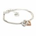 Silver Plated Triple Strand Bracelet with Crystal Heart and  Rose Gold Heart