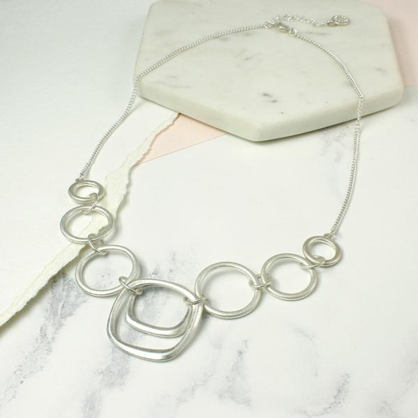 Silver Linked Hoop Necklace