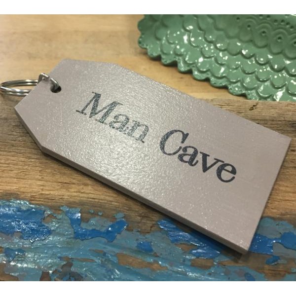 Man Cave Wooden Key Ring