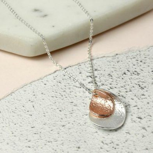Silver And Rose Gold Plated Nesting Twists Necklace