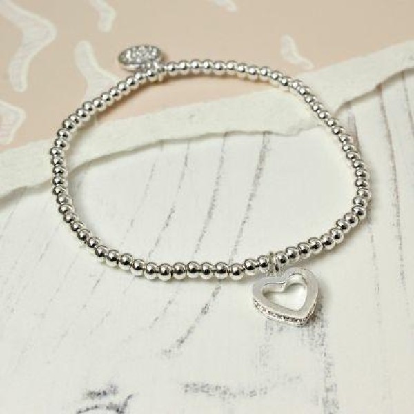 Silver Plated Crystal Edged Heart bracelet