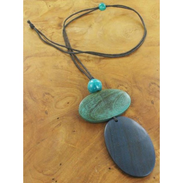 double oval long necklace blues