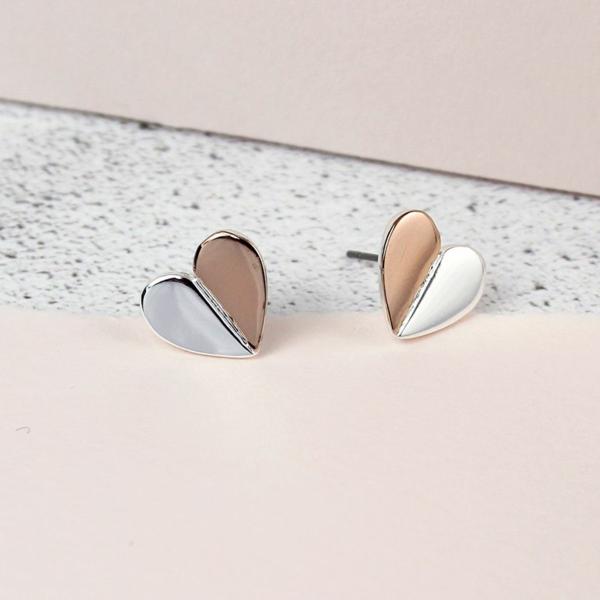 two tone heart studs