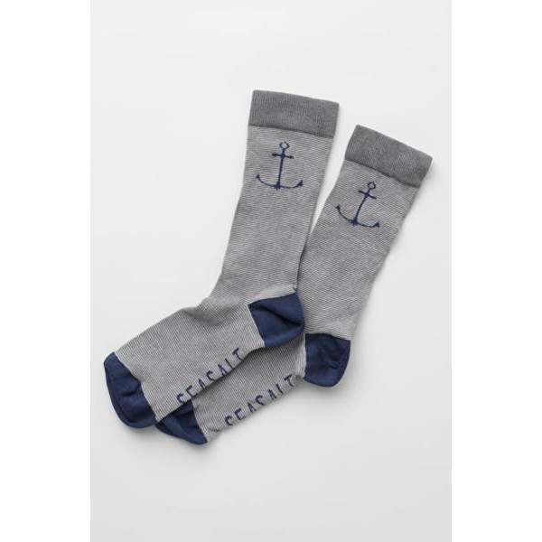 SEASALT CORNWALL Mens Sailor Socks Ahoy Stormcloud One Size