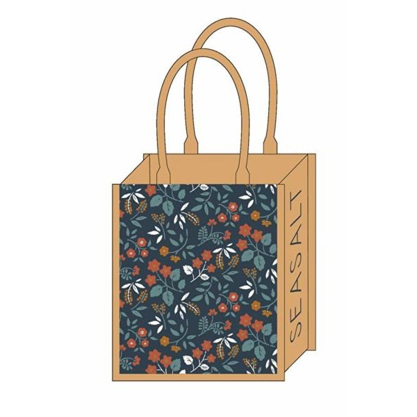 Jute Shopper Book Cover Floral Umber One Size