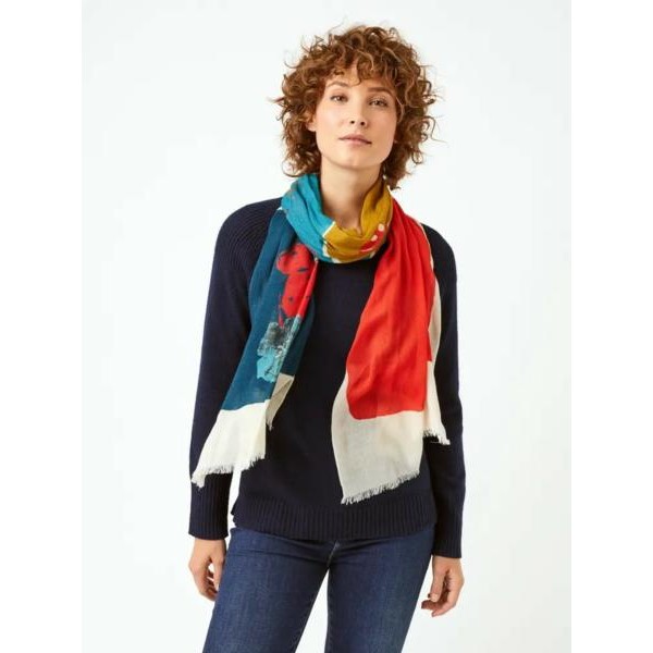 WHITE STUFF Forest Colour Block Wool Scarf MULTI was Â£32.50