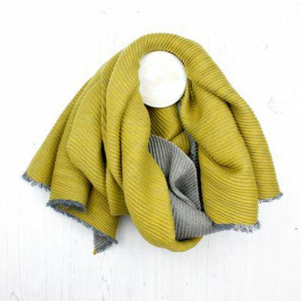 Mustard Grey reversibe winter scarf