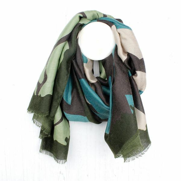 GREEN MIX GRAPHIC SCARF
