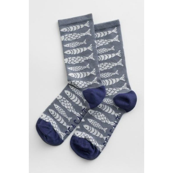 SEASALT CORNWALL Womens Sailor Socks Fish Family Nickel