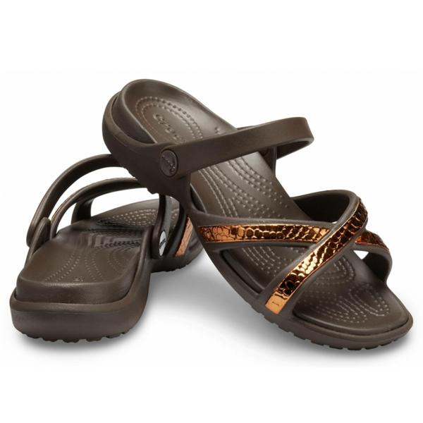 CROCS Ladies Meleen MetalText Xband Sandal Bronze/Espresso Was Â£27.95