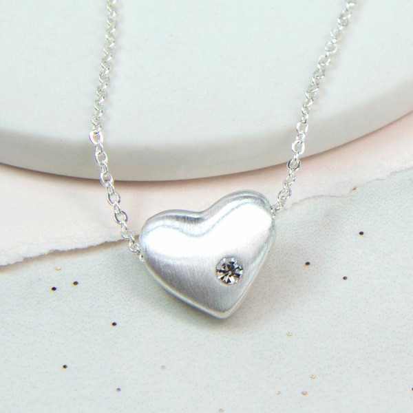 Heart with inset crystal necklace
