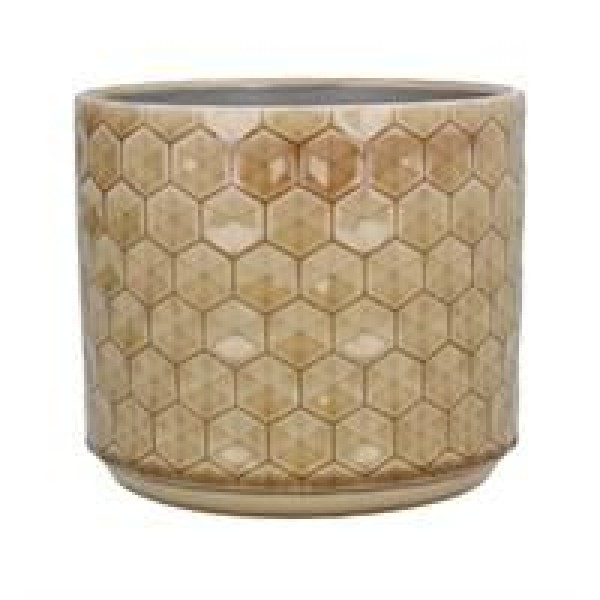 Mustard Honeycomb Ceramic Pot cover