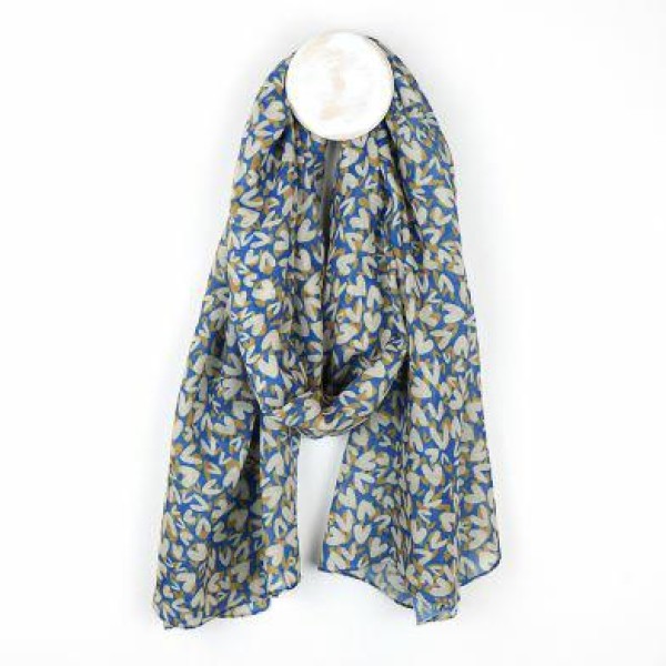 Blue recycled scarf with layered heart print