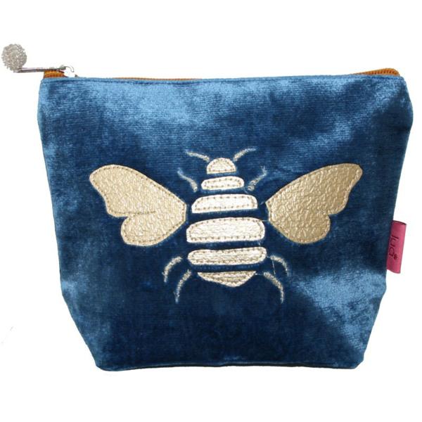 Gold Bee Small Cosmetic Purse Cerulean Blue