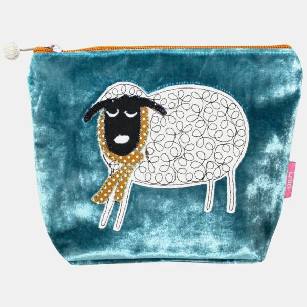 Winter Sheep Cosmetic Purse Turquoise