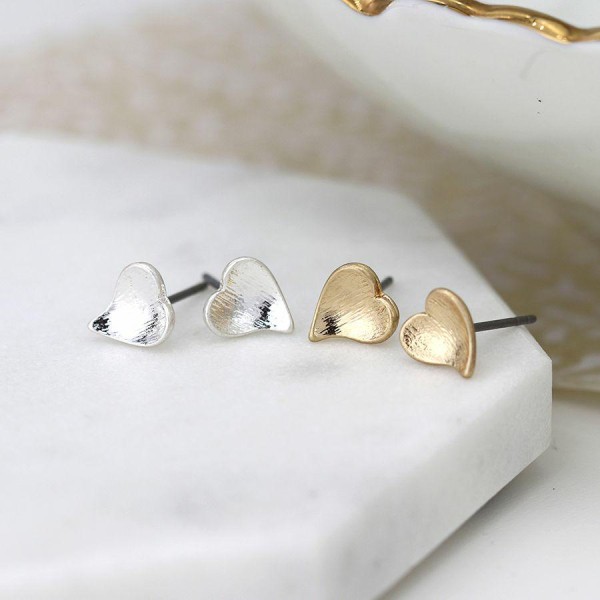 Set of two plated heart stud earrings