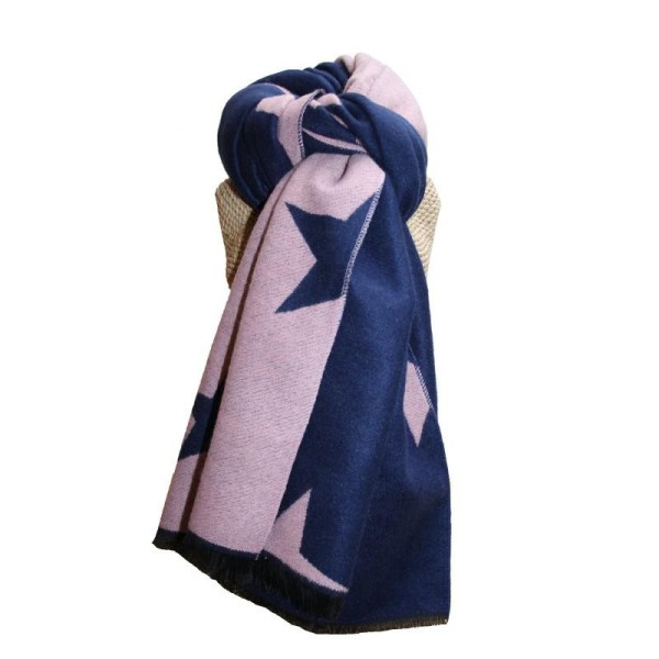 Thick Star Scarf Navy/Pink