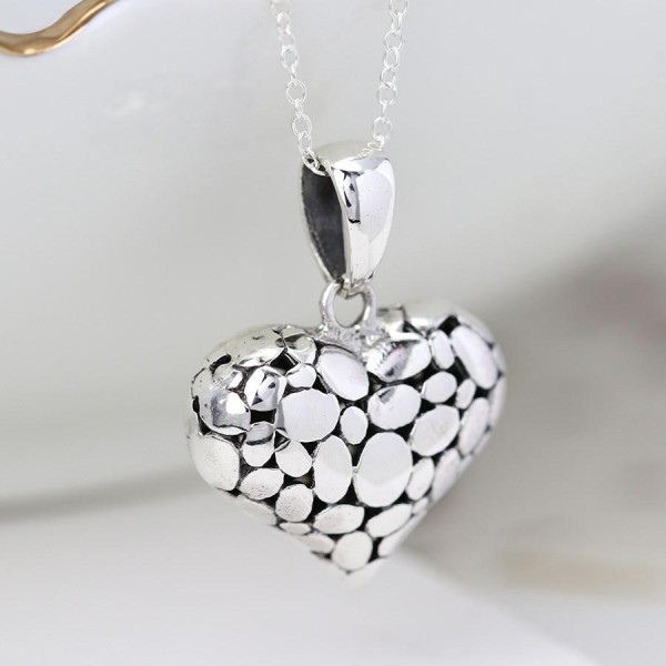 Sterling Silver Pebble Heart Necklace