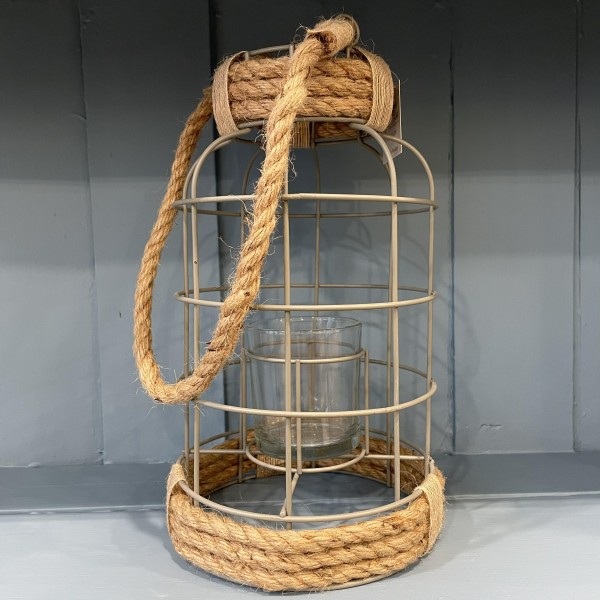 Cage Candle Holder with Rope Handle