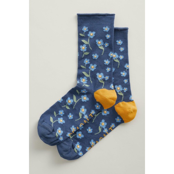 SEASALT  Bamboo Arty Socks Forget-Me-Not Wild Pansy