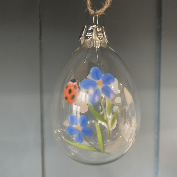 Forget me Knot Glass Egg Decoration