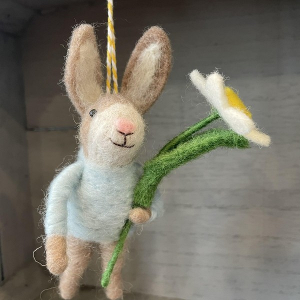 Wool Bunny with Jumper and Daffodil