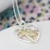 Silver Plated Heart Necklace With Floral Centre
