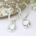 Silver Plated Hoop Earrings With Oval Clear Crystal Drops