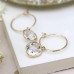 Gold Plated Hoop Earrings with CZ Square Crystal Drops