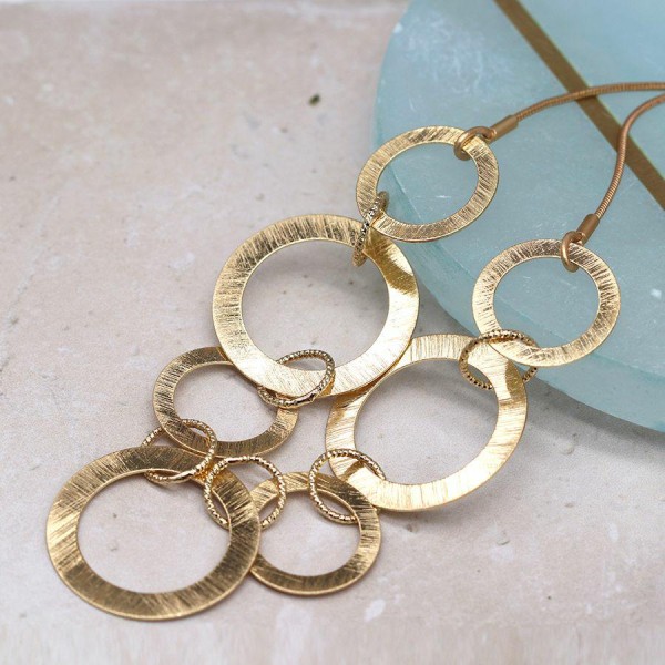 Scratched Golden Circles Necklace