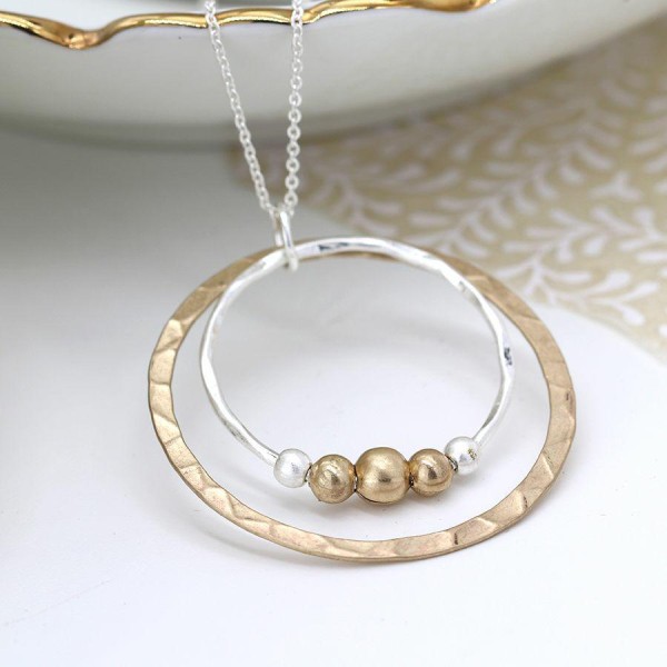 Silver And Gold Plated Hoops And Beads Necklace