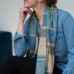 Blue Green and Gold Woven Striped Scarf with Lurex