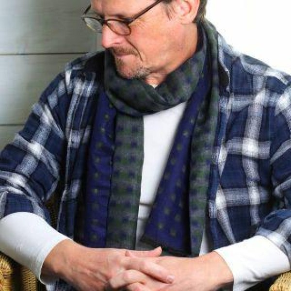 Mens Soft Feel Reversible Scarf Green Grey and Navy