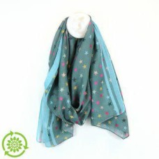 Recycled Fibre Scarf Falling Star Aqua with Border