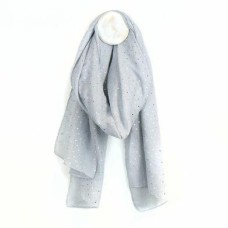 Pale Grey Scarf with Tiny silver triangle print
