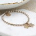 Gold and Grey Bead Bracelet with Double Star Charms