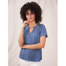 WHITE STUFF Luella Embroidered Top Mid Blue RRP £45