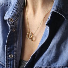 Imitation Gold Linked Hoops Necklace