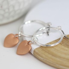 Silver Plated Hoop Earrings with Gold Heart