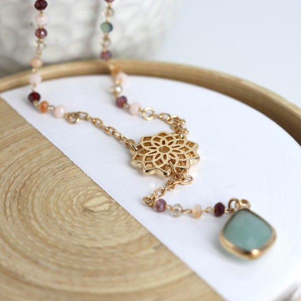 Imitation Gold Mandala Bead Necklace