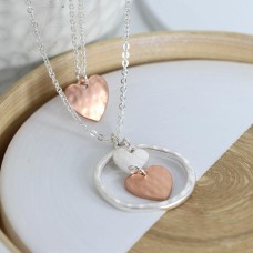 Silver Plated Double Chain Heart Necklace