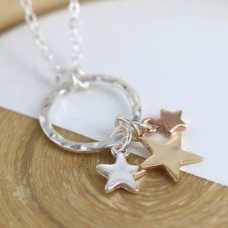 Silver Plated Necklace with Hoop and Stars
