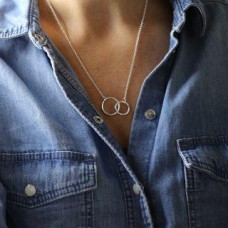 Silver Plated Linked Hoops Necklace