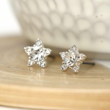 Silver Plated Star Flower Crystal Stud earrings